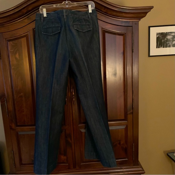 Wide Leg Trousers ~ANN TAYLOR ~Classic Dark Wash ~SIZE 8 ~Modern ~Contemporary - Picture 5 of 8